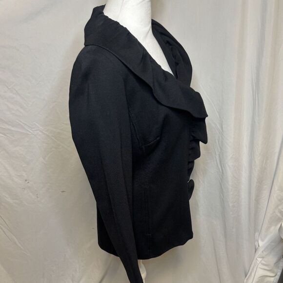 INC International Concepts Ruffle Black Blazer Jacket Womens Stylish Business - Picture 4 of 7